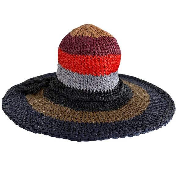 Wommelsdorff Hat Wide Brim Striped‎  Straw Knit Design Handmade in Germany main image 9